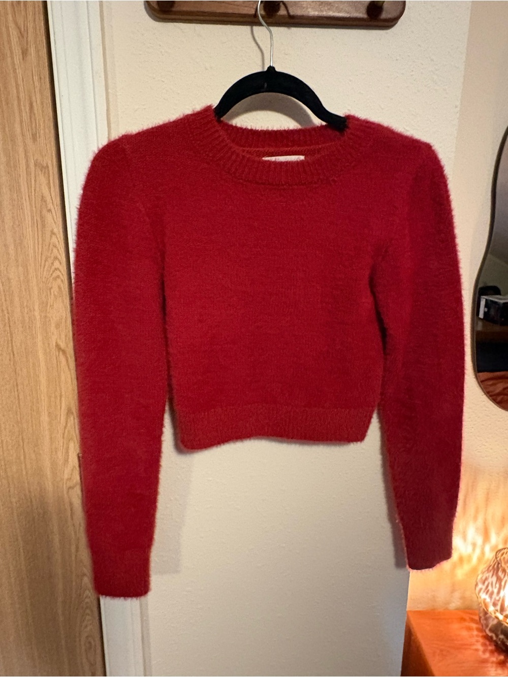 Urban Outfitters Red Fuzzy Crewneck Sweater